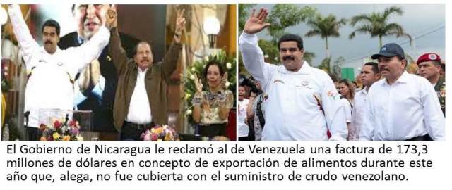Nicaragua reclama a Maduro el pago de factura vencida de alimentos