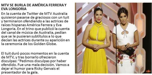 MTV SE BURLA DE AMÉRICA FERRERA Y EVA LONGORIA