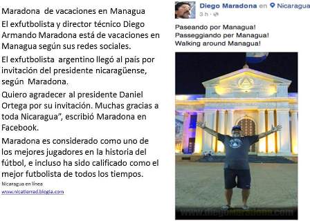 Maradona  de vacaciones en Managua invitado por presidente
